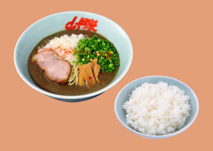 鬼煮干しラーメン半ライスセット